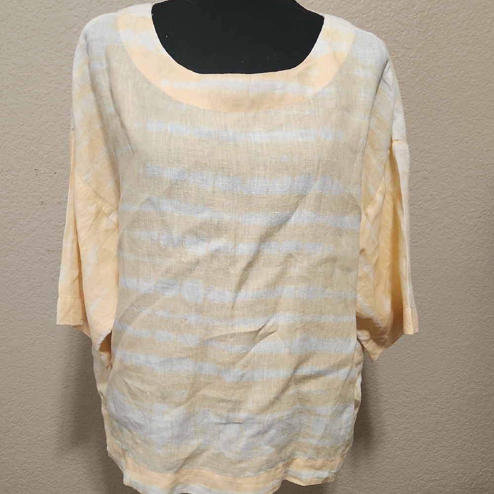 Elegant Orange and White Striped Women's Blouse